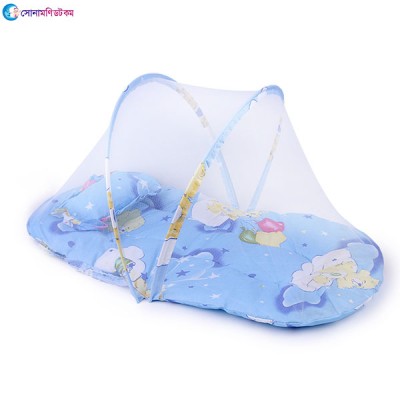 Baby Mosquito Net - Foldable Storage with Quilts - Blue Color 75x7540cm
