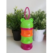 Tiffin Box cum Watter Bottle and Milk power storage box - Bear Head Style - Green Color
