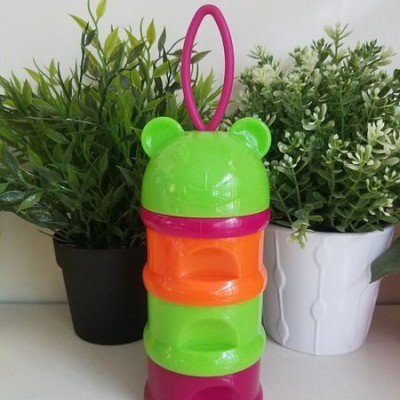 Tiffin Box cum Watter Bottle & Milk power storage box - Bear Head Style - Green Color