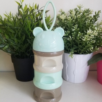 Tiffin Box cum Water Bottle Milk power storage box - Bear Head Style - Mint Color