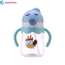 Water Bottle- Mum Pot with Straw Cup- Blue Color 350 ML