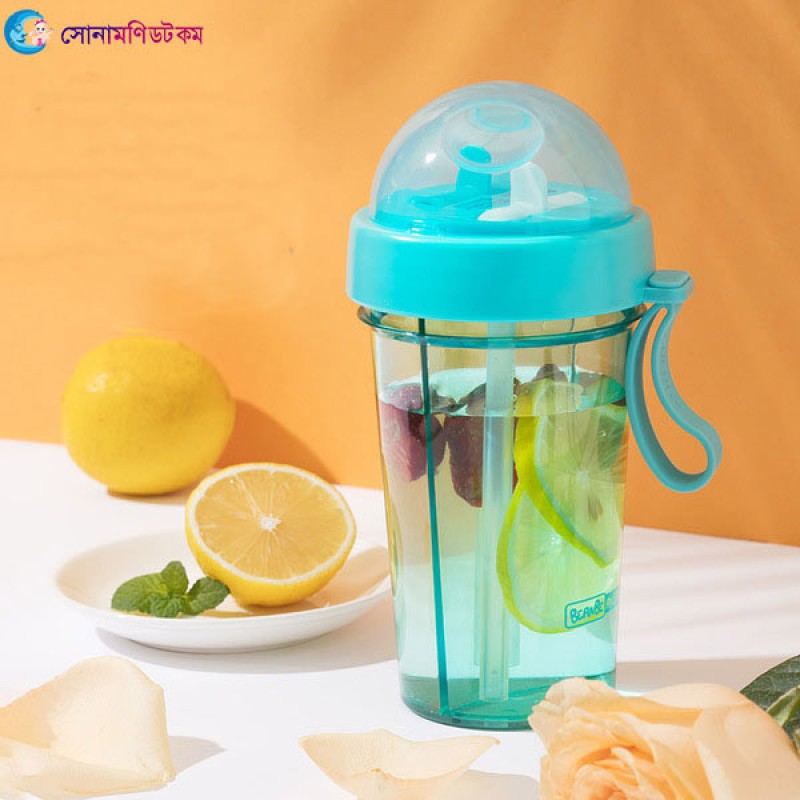 Double Straw Drinking Cup - Blue | Water Cup & Mam Glass | Feeding Item at Sonamoni.com