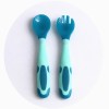 Baby temperature-sensing twisted fork and spoon + PP box - Blue