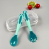 Baby temperature-sensing twisted fork and spoon + PP box - Blue