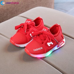 Baby Sports Shoes with Light - Red Color