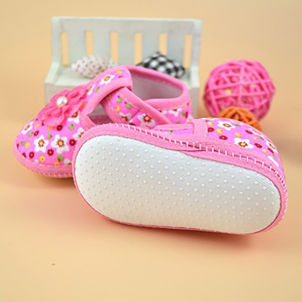 Baby Soft Sole Shoes - Pink Flower