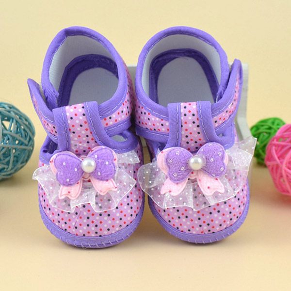 Baby Soft Sole Shoes - Purple Dot 