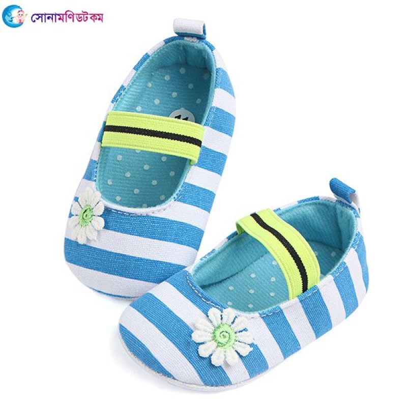Girls Shoe- Blue-White Stripe