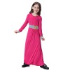 Muslim Girls' Suit Robe Long Dress - Rose Red