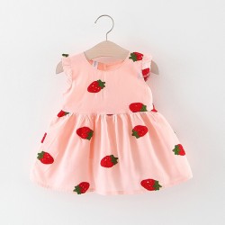 Baby Summer Casual Frock - Strawberry pink