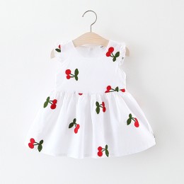 Baby Summer Casual Frock - Cherry White