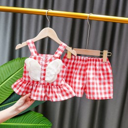 Girls Top with Shorts Set - Red