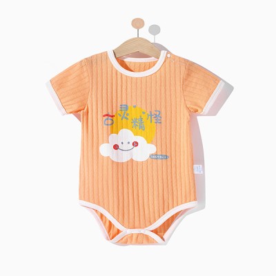 Baby Short-Sleeve Triangle Romper-Orange