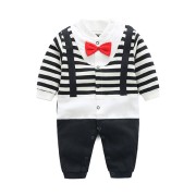 Baby Long-sleeved Romper Full Moon Suit - White and Black