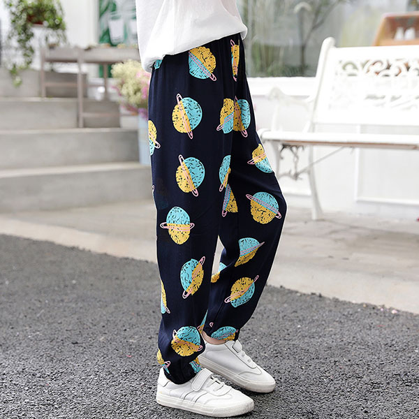 Children Trousers, Casual Pant-Black Yellow, Blue