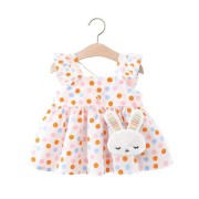 Baby Flying Sleeves Frock and Bunny Bag - White