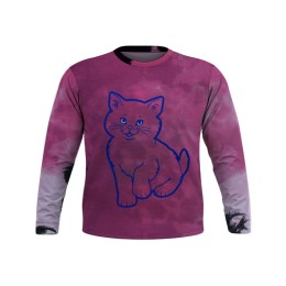 Girl Full Sleeve T-shirt- Blue Cat