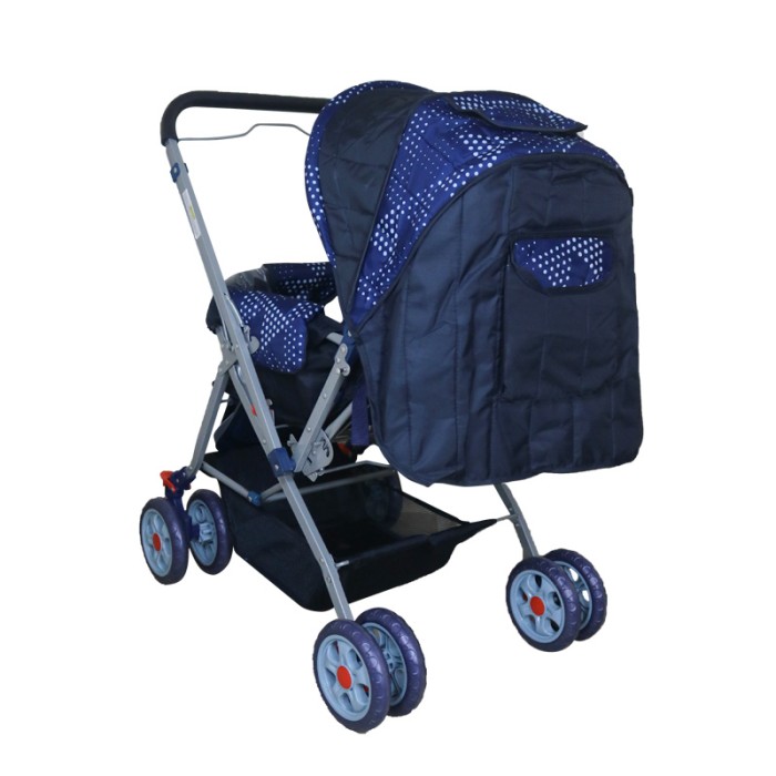 New Baby Stroller Comfortable Rocking Prams-Neavy Blue Ball Print | at Sonamoni BD