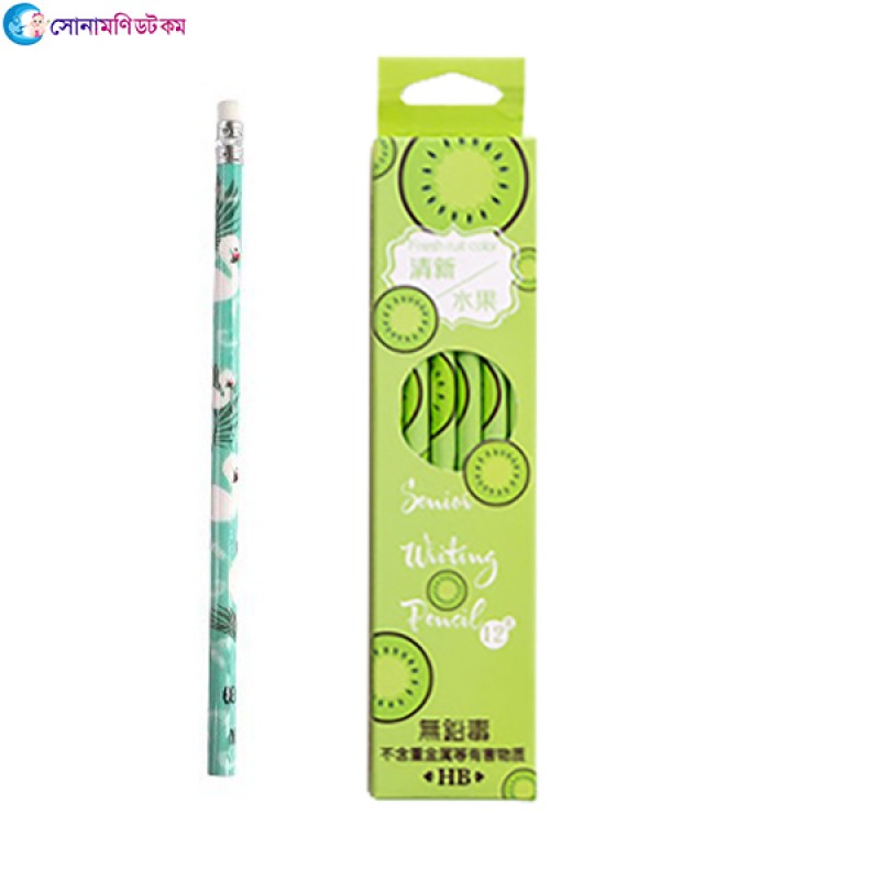 Writing Pencil With Eraser 12 Piece-Green
