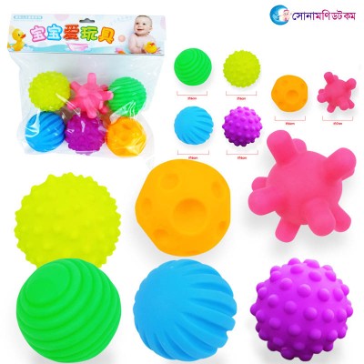 Soft Rubber Baby Toy Ball-Deep Multi Color