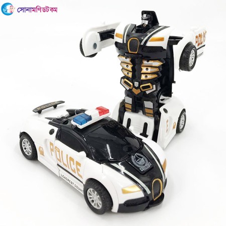 Police Transformation Autobot Robot Rambo Simulation Car Toy - White | at Sonamoni BD
