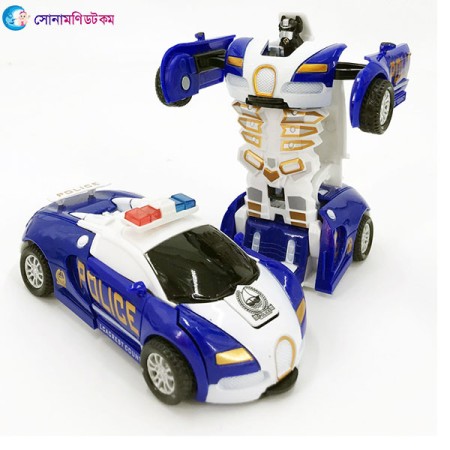 Police Transformation Autobot Robot Rambo Simulation Car Toy - White Blue | at Sonamoni BD