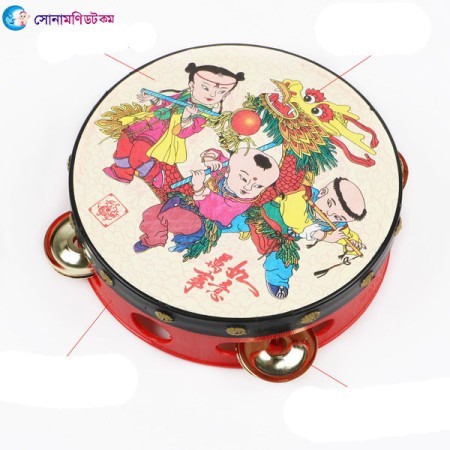 Musical Hand Tambourines-Dhol Toy - Red