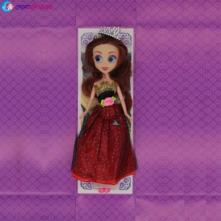 Princess Doll Dress-up With Crown Set - Maroon | at Sonamoni BD