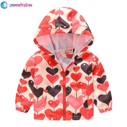 Baby Hoodie Jacket Winter - Pink Love Print