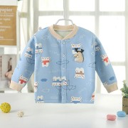 Baby Winter Clothes Warm Long-sleeved Cardigan Sweater- bear blue