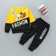 Long-sleeved Sports Two-piece Baby Foreign-Style Sweat Shirt and Trouser Set- Yellow-FASHON boy
