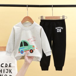 Baby Sweatshirt and Trouser Set - Gray Car