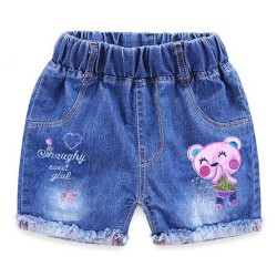 Baby Denim Shorts - Pink bear