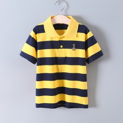 Boys short-sleeve cotton polo shirt - Yellow Black