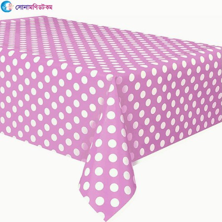 Disposable Plastic Polka Dot Table Cloth - Pink | at Sonamoni BD