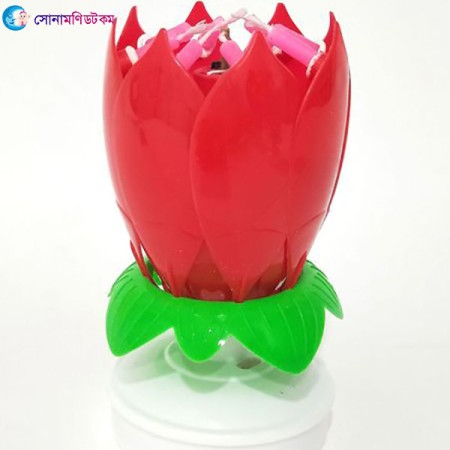 Double-layer Lotus Music Candle - Red | at Sonamoni BD