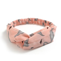 Korean Cross Elastic Headband - Pink Flamingo
