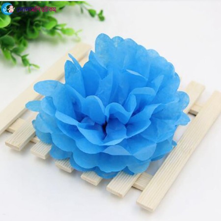 Party Decoration Props Paper Flower Ball Pom Poms - Sky blue