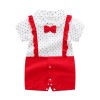 Baby gentle Suite-Baby Romper Cotton - New square red wave point leader