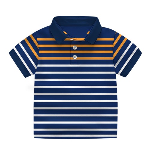 Kids Polo T-Shirt- Navy Blue With Stripe