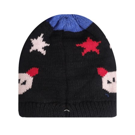 Kids Winter Woolen Head Cap-Black & Sky Blue Color | at Sonamoni BD