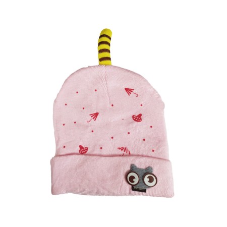 Kids Winter Woollen Head Cap Umbrella Printed-Light Pink Color | at Sonamoni BD