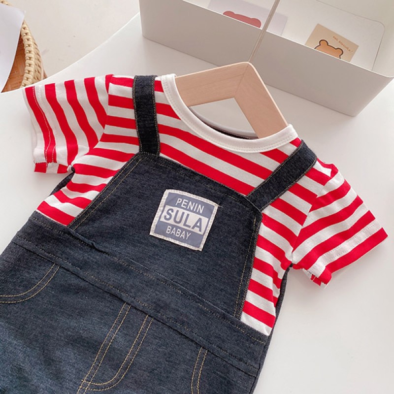 Baby Cute Striped Romper - Red and white strips