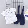 Baby Short-Sleeve Shirt Suit-Navy Blue and White Color