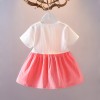 Girls cotton half sleeve dress-Pink