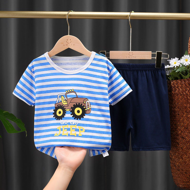 Baby T-Shirt & Shorts Set - Stripe Cars