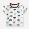 Children's short -sleeved T -shirt pure cotton - White Animal Head
