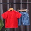 Boys Cartoon Backpack Short sleeve T-shirt & Shorts Set - Red