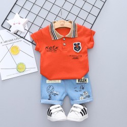 Boys Polo Shirt & Shorts Set - Orange