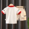 Boys summer lapel polo shirt set-white